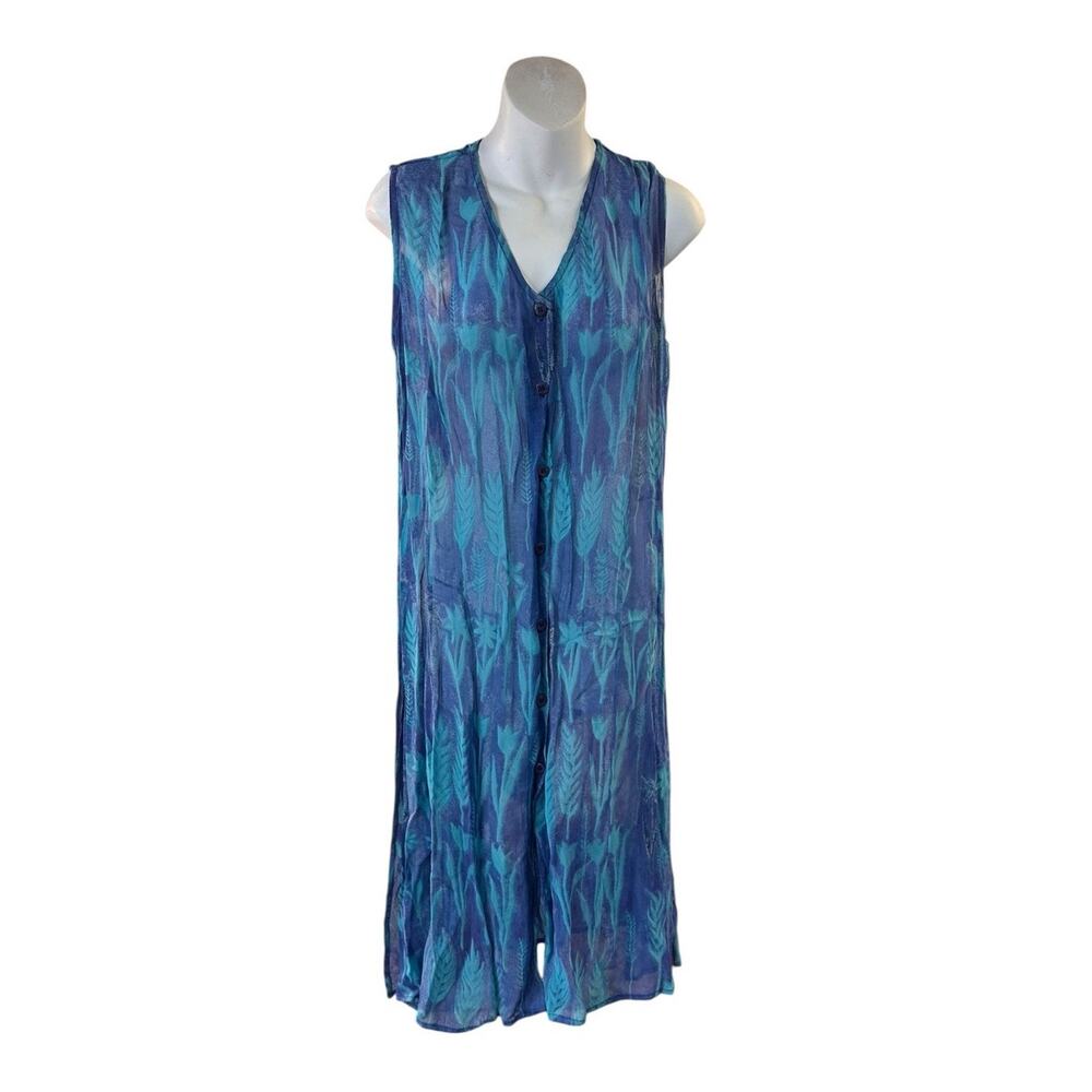 Revue Floral Sheer Beach Cover Up Dress Swimsuit Resort Boho Vacation Wear Sz M